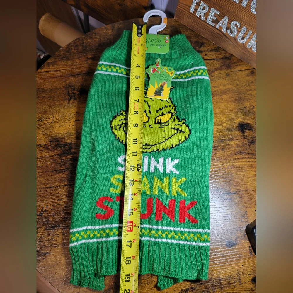 Dr Seuss Green Grinch Dog Sweater Stink stank stunck medium